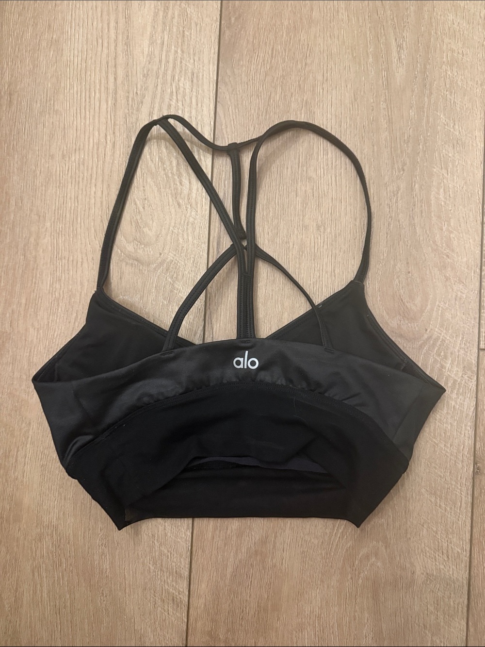 ALO yoga black strappy sports bra